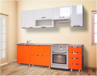 Кухонный гарнитур Мадена Бело-оранжевый глянец
